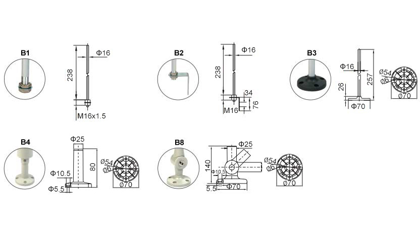 Stack Light, LED/Bulb, DC 24V/AC 110V(图2) Stack light base dimension drawing