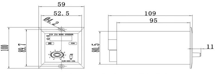 DC Brushless Vibration Motor Controller, 36V(图1) VIbration motor controller dimension