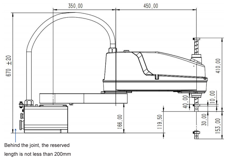 4 Axis SCARA Robot, 800mm Arm Length, 2kg Load(图1) 800mm arm length scara robot dimension