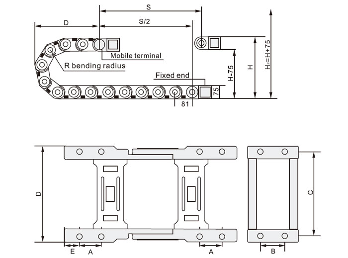 Cable Drag Chain, 30 x 50mm(图1) Cable drag chain 30 mm dimension