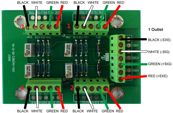Load Cell Junction Box for Scales, 2/3/4/6/8/10 Inlets to 1 Outlet(图2) Load cell junction box wiring diagram
