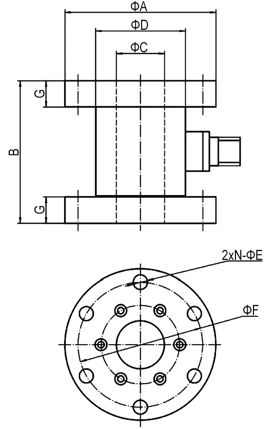 Reaction Torque Sensor, Dual Flange, 20 Nm/100 Nm/5000 Nm to 10000 Nm(图1) Reaction torque sensor 20 Nm/100 Nm/5000 Nm to 10000 Nm dimension
