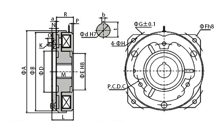 Electromagnetic Clutch, DC 24V, 200Nm/400Nm(图1) 24V electromagnetic clutch dimension
