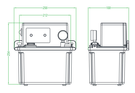 Automatic Oil and Grease Lubrication Pump(图2) Dimensions of 4L Automatic Oil and Grease Lubrication Pump with Motor