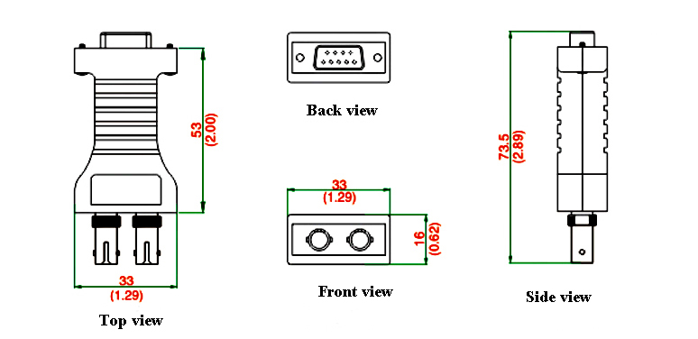 Multimode Fiber Converter(图1) Dimension of multimode fiber converter