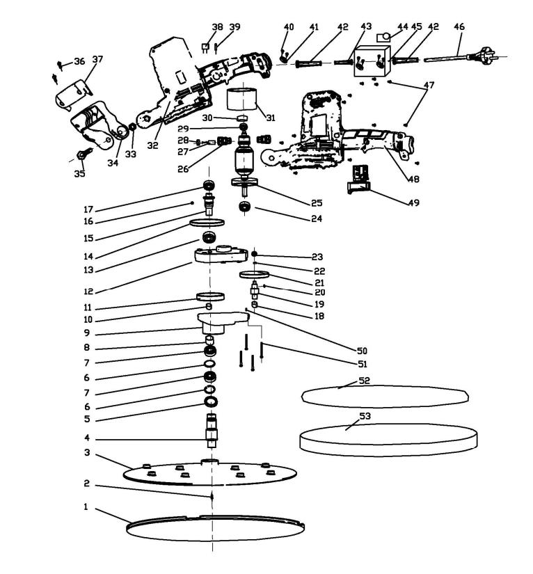 Wet/Drywall/Floor Sander with Sanding Disc/Pad(图1) Wet/Drywall/Floor Sander Part Exploded View