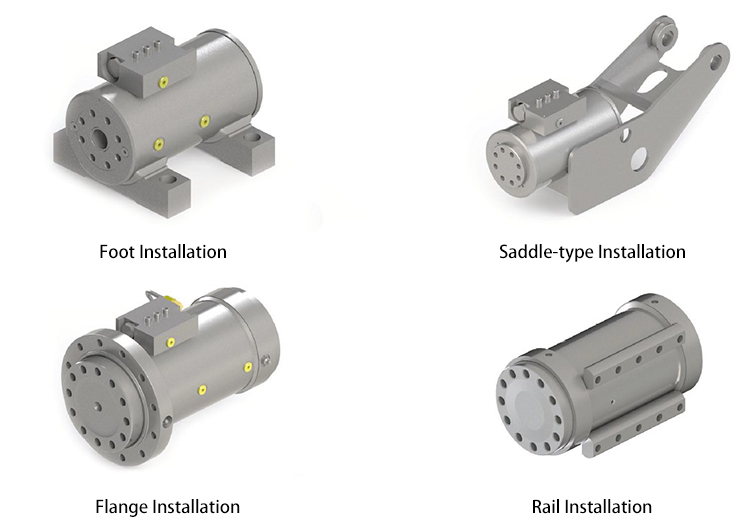 2800~6700 N.m Hydraulic Rotary Actuator, 200°~220°(图3) Hydraulic Rotary Actuator Installation Modes Diagram