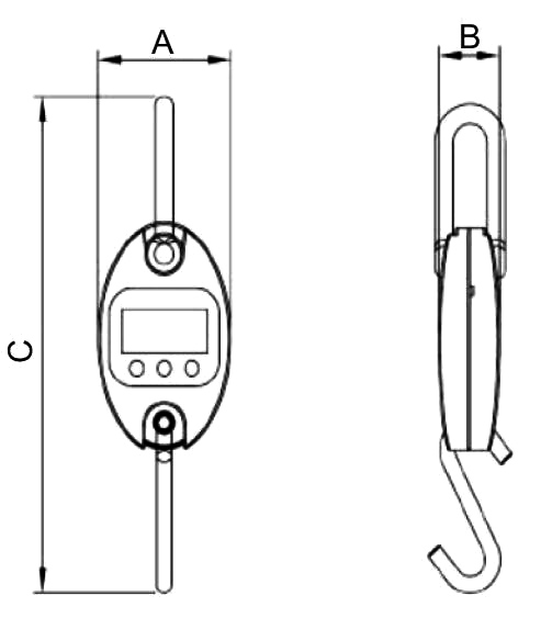 Mini Crane Scale 30kg/60kg/150kg/200kg/300kg to 500kg(图1) Mini crane scale 30kg/60kg/150kg/200kg/300kg to 500kg dimesional drawing