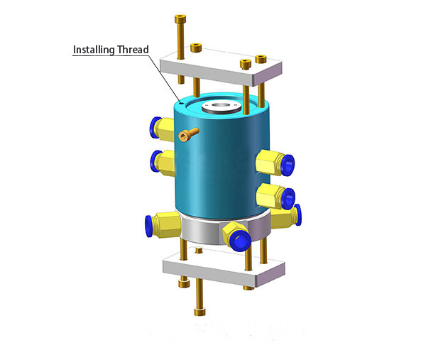 1-Passage Rotary Joint, Electrical/Pneumatic Slip Ring, M5 Thread Port(图2) 1-Passage Pneumatic Electrical Rotary Joint Installation Diagram