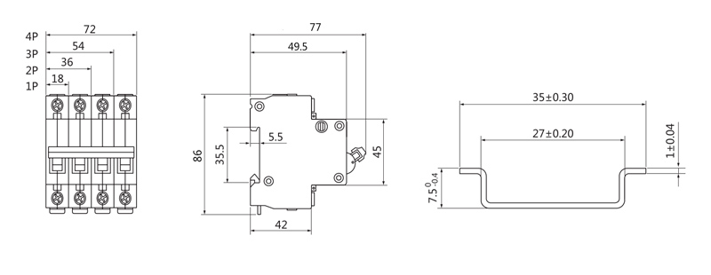 circuit breaker dimension