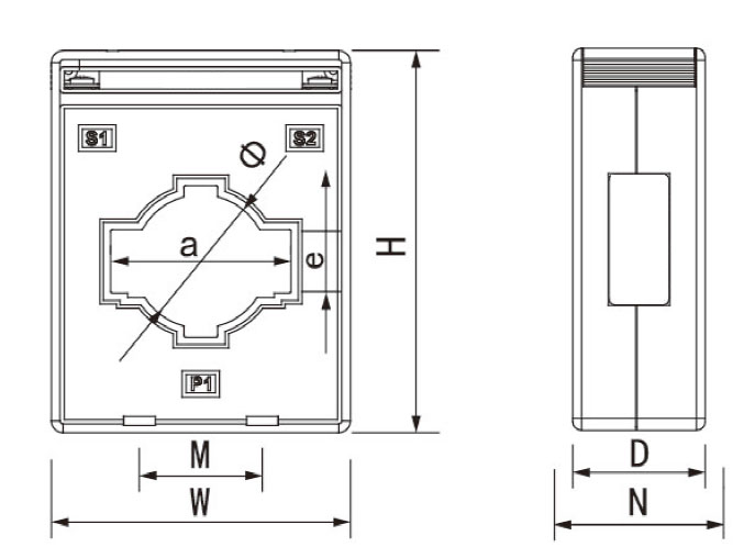 Current Transformer, 200/5A, 400/5A, 600/5A to 1000/5A(图1) Current transformer dimension