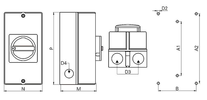 2 Position 63A Rotary Switch 3 Pole/4 Pole(图2) IP65 rotary switch dimension