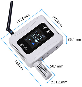 Temperature and Humidity Sensor/Transmitter, Wireless(图1) Temperature and humidity transmitter WF7005 dimensional drawing