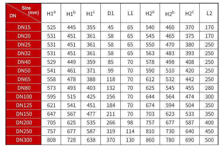 Vortex Flow Meter for Liquid/Gas/Steam, DN15-DN300(图2) Vortex Flow Meter Dimensions