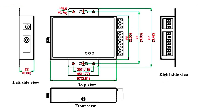Single Mode Fiber Converter(图1) Dimension of single mode fiber converter