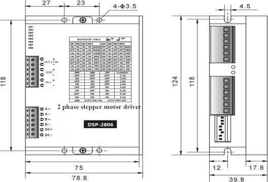 Digital Stepper Motor Driver, 2 phase , DC 24-70V(图4) dsp2806 dimension
