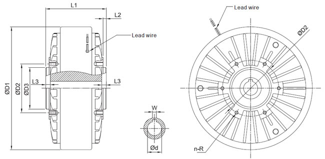 Magnetic Particle Brake, Hollow Shaft, 6Nm-200Nm(图1) High quality magnetic particle brake dimension