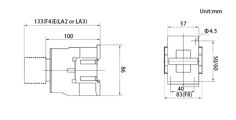 32 Amps 3 Pole AC contactor 24V/110V/220V Coil(图1) 32amps AC contactor mounting dimensions