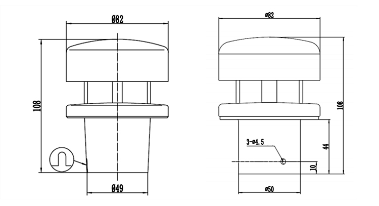 Ultrasonic Anemometer for Wind Speed & Direction, 40 m/s(图1) Dimension of Ultrasonic Anemometer for Wind Speed & Direction, 40 m/s