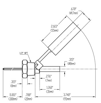 Side Mounted Float Level Switch, Stainless Steel(图1) Dimensions of Side Mounted Float Liquid Level Switch