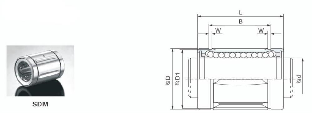 30mm Linear Steel Ball Bushing Bearing SDM30GA(图1) dimensions of sdm linear bearings
