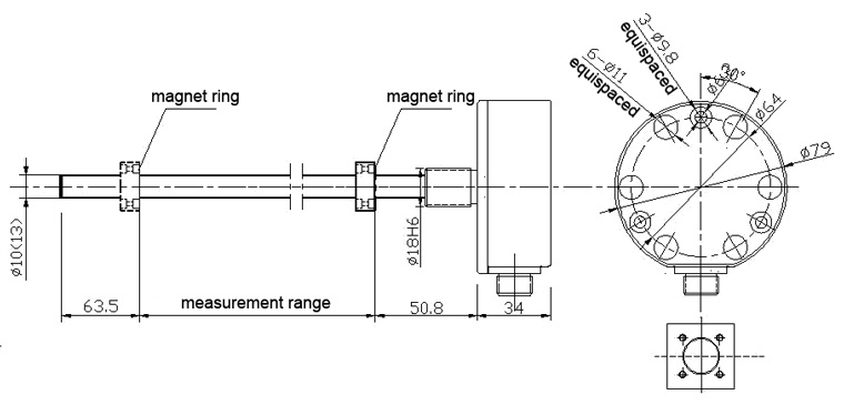 1000mm Magnetostrictive Displacement Sensor for hydraulic cylinder(图2) magnetostrictive sensor WA series aviation plug connection
