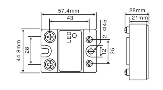 Solid state relay SSR-120AA, 120A 70-280V AC to AC(图1) Single Phase SSR Dimensions