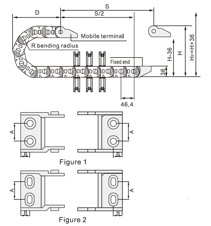 Cable Drag Chain, 25 x 60mm(图1) Drag chain 25 x 60mm dimension