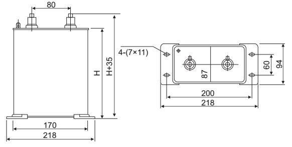 10 kvar Shunt Capacitor, single phase, 400V, self-healing(图1) single phase 20 kvar capacitor dimension