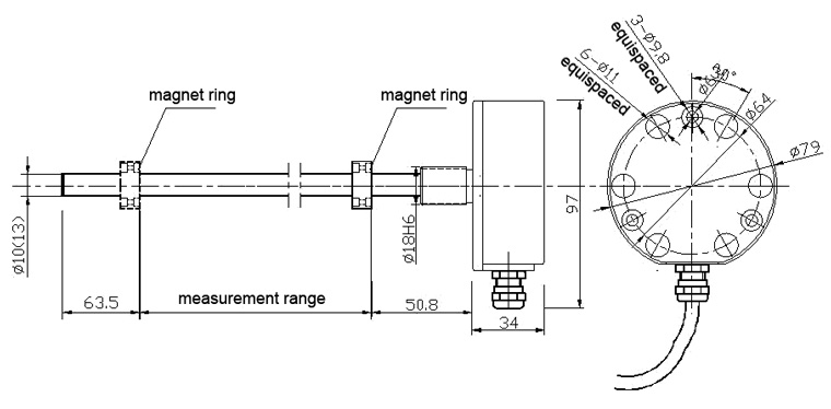 1000mm Magnetostrictive Displacement Sensor for hydraulic cylinder(图1) magnetostrictive sensor WA series PG7 connection
