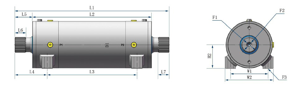 2800~6700 N.m Hydraulic Rotary Actuator, 200°~220°(图1) Dimensions Diagram of 6700 N.m Hydraulic Rotary Actuator, 200°~220°