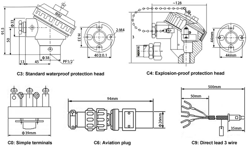 RTD Sensor, Pt100, Sheath, 3 Wire(图2) RTD sensor connection mode