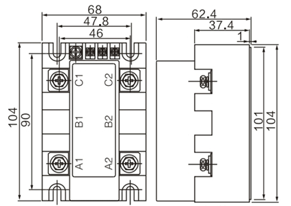 SCR AC Voltage Regulator Module(图4) Dimension Drawing of Voltage Regulator Module Stabilivolt Type