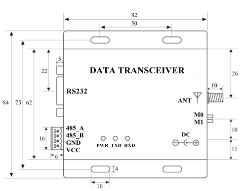 DTU Data Transmission Unit, Modbus RS485/RS232(图1) Dimension Drawing of Data Transmission Unit Model 433C30/433C33