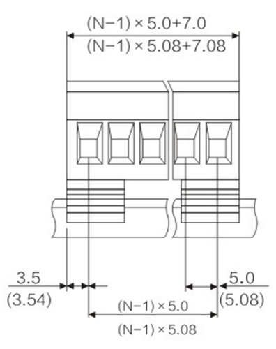 Pluggable Screw Terminal Block, 10P /20P, 300V, 8A(图2) Pluggable screw terminal block demensions