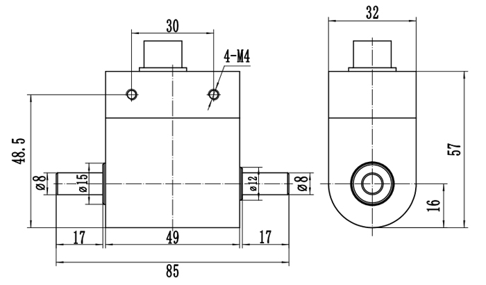 Micro Rotary Torque Sensor for Dynamic Torque Measurement, 0.1-5 Nm(图1) Micro rotary torque sensor 0.1-5 Nm dimension