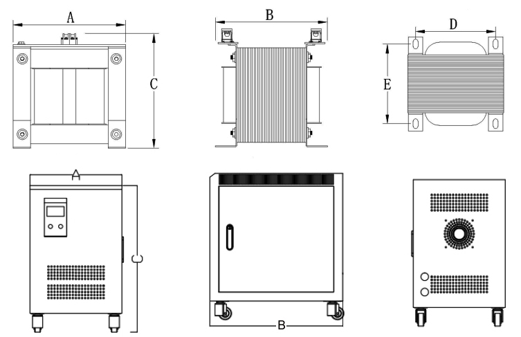 15kVA 415V to 120V/240V Split Phase Transformer(图2) Split phase isolation transformer dimension