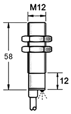 Laser Sensor, Displacement/RPM Measurement, M12, 300mm/100m(图1) M12 laser sensor for displacement measurement dimensional drawing