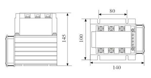 3 Phase 4 Wires SCR Power Controller, 6/9/12/24kW(图3) Dimension Drawing of 3 Phase 4-Wire SCR Power Controller