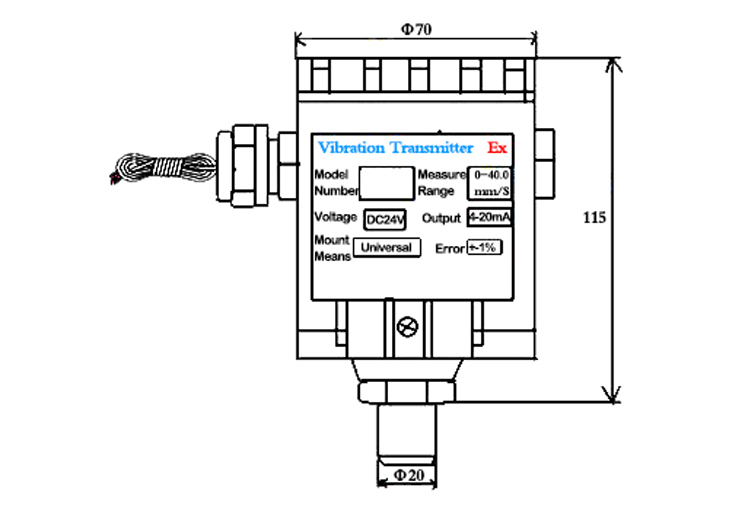 Explosion Proof Vibration Transmitter(图1) explosion proof vibration transmitter dimension