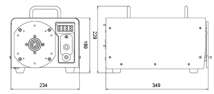 300W 4900 GPD Industrial Peristaltic Pump(图1) Dimensions of 300W 4900 GPD Industrial Peristaltic Pump