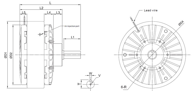 Magnetic Particle Brake, Single Shaft, 3Nm-400Nm(图1) Magnetic particle brake dimension