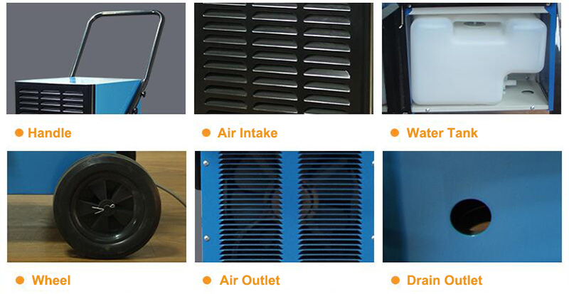 Commercial Dehumidifier 110-Pint (55L) for 500 Sq. Ft(图1) Commercial Dehumidifier 110 pints 55L Details