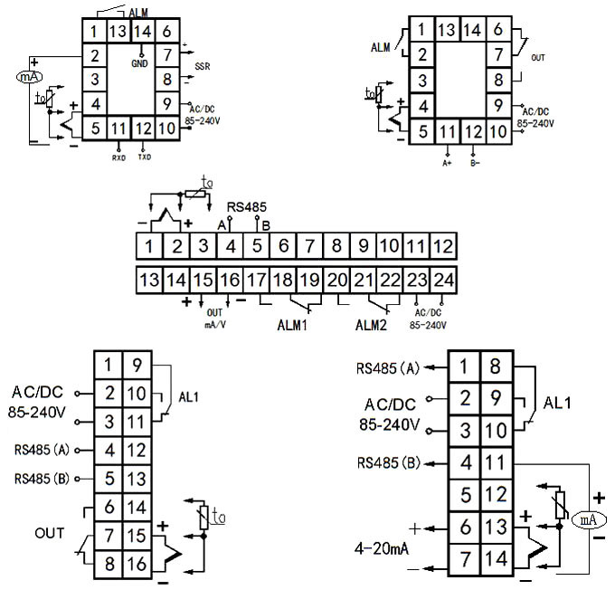 Programmable Temperature Controller, ON-OFF/PID Control(图1) Programmable temperature controller wiring diagram
