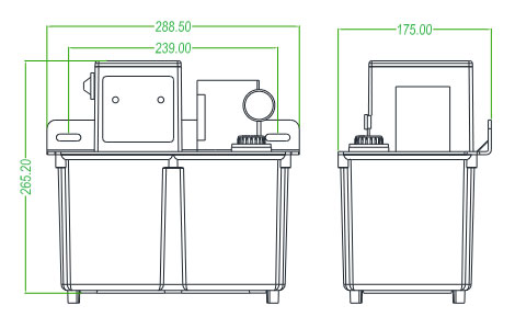 Automatic Oil and Grease Lubrication Pump(图3) Dimensions of 5L Automatic Oil and Grease Lubrication Pump with Motor