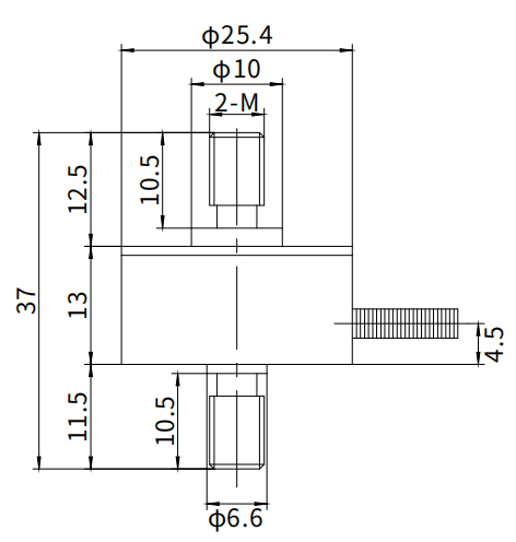 Tension and Compression Load Cell, 1 kg - 500 kg(图1) Tension and compression load cell 1kg to 200kg dimension