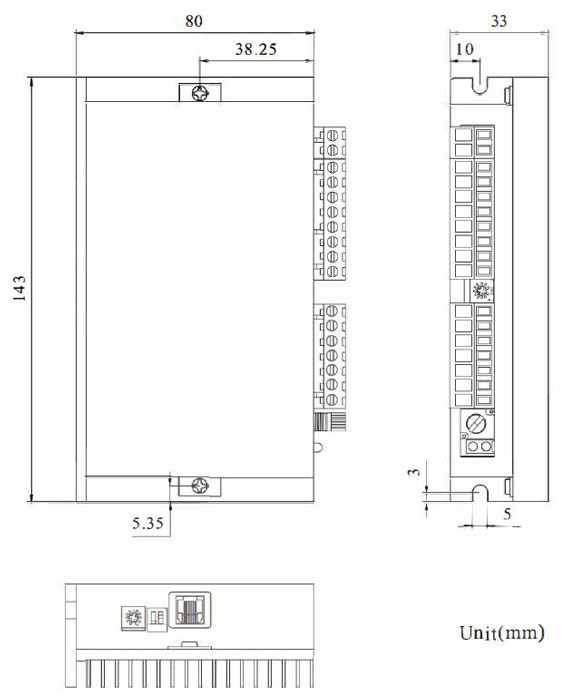 Brushless DC Motor Controller, 12V ~ 56V(图1) Dimensions of BLDC Motor Controller 12V ~ 56V