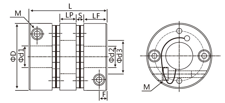 One Diaphragm Coupling, 8mm to 20mm(图1) Diaphragm coupling dimension