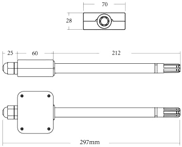 Temperature and Humidity Sensor/Transmitter, Duct Mounted(图1) Temperature and humidity transmitter AF1020 dimensional drawing
