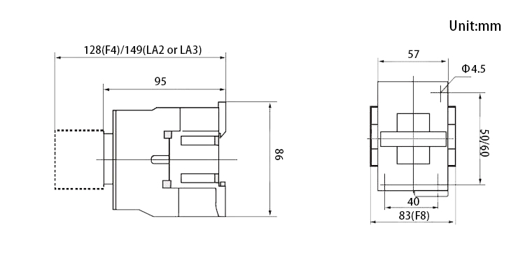 25 Amps 3 Pole AC Contactor 24V/110V/220V Coil(图1) AC contactor dimension
